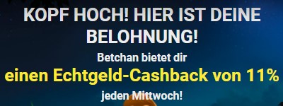 Betchan 11 % Cashback offeriert