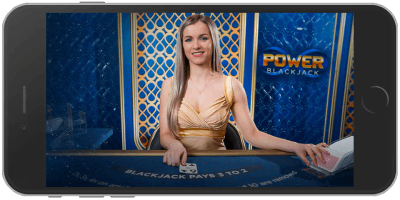 Power Blackjack von Evolution Gaming - mobil spielen